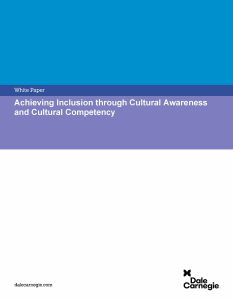 Achieving Inclusion through Cultural Awareness and Cultural Competency